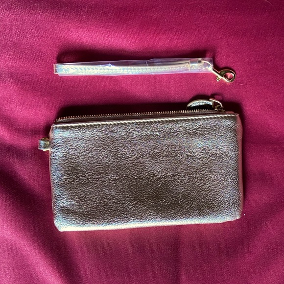 Gold wristlet organizer zip wallet - Picture 6 of 9